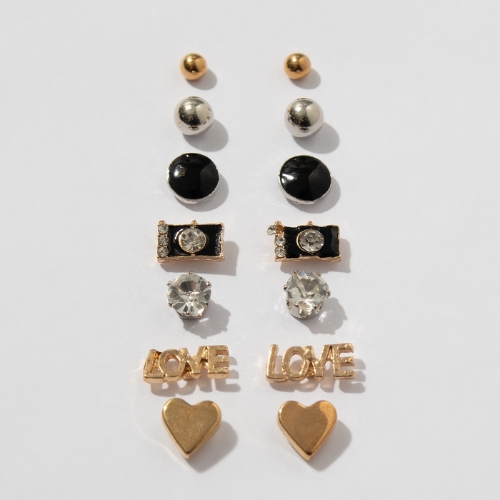 Пусеты 7 пар «На каждый день» набор вечерний, цвет МИКС