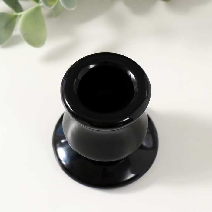 Подсвечник стекло на 1 свечу "Лучано" d=2,2 см прозрачный черный 5,5х5,2х5,3 см