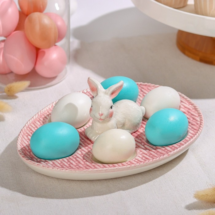 Подставка для яиц Доляна «Зайка», 25×18×9 см, цвет розовый Подставка для яиц Доляна «Зайка», 25×18×9 см, цвет розовый