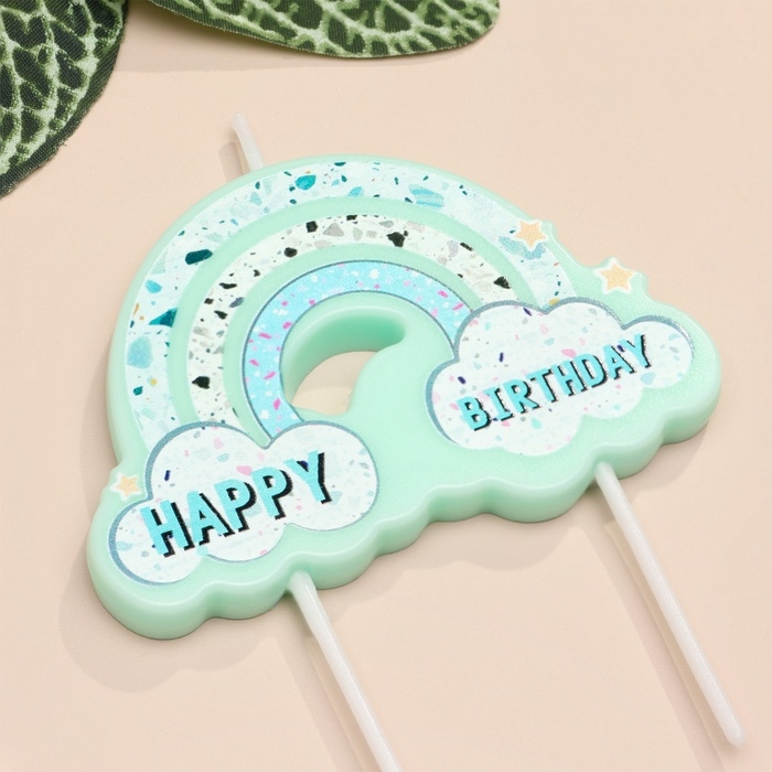 Свеча для торта  Свеча для торта "Воздушная радуга", голубая