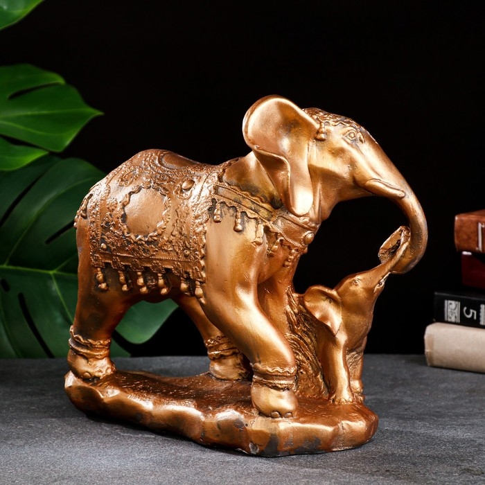 Копилка Копилка "Слон со слоненком" бронза, 15х27см