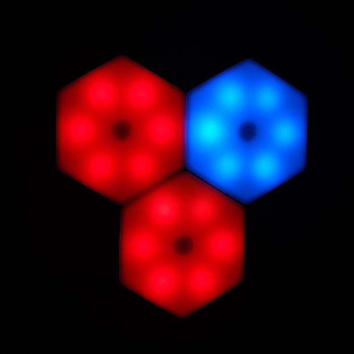 Набор светильник сенсорный Набор светильник сенсорный "соты с пультом" 3 шт, 85х75мм, RGB, 3*ААА (не в компл.)