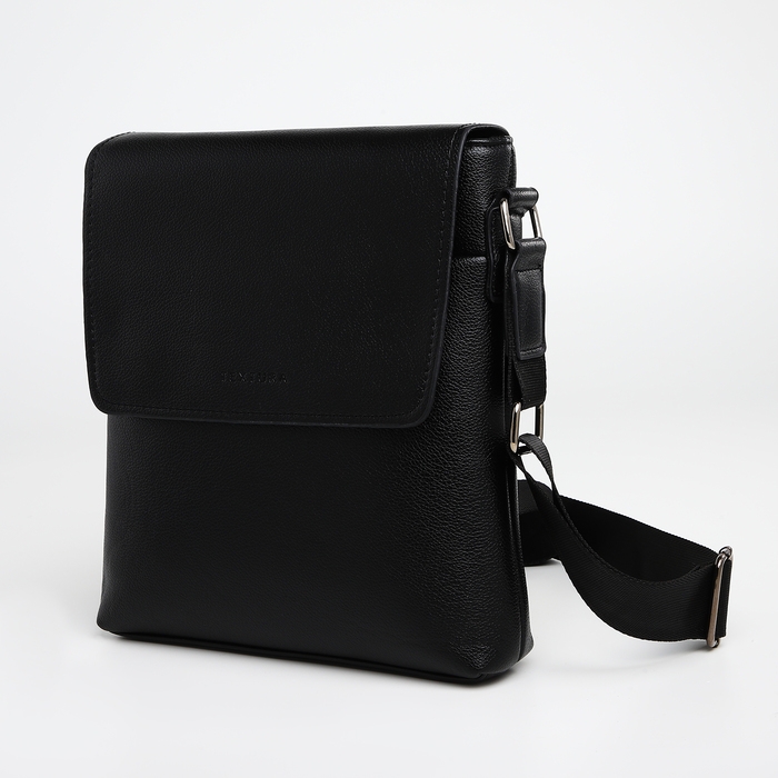 Сумка мужская через плечо TEXTURA, наружный карман, цвет чёрный Сумка мужская через плечо TEXTURA, наружный карман, цвет чёрный