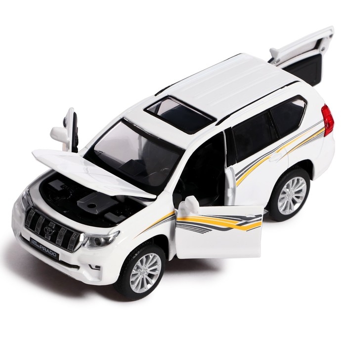 Машина металлическая Land Cruiser Prado 1:32, свет и звук, открываются двери, капот, багаж, инерция Машина металлическая Land Cruiser Prado 1:32, свет и звук, открываются двери, капот, багаж, инерция