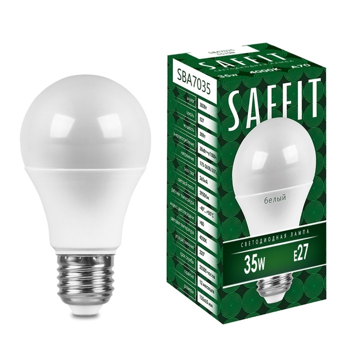 Лампа светодиодная SAFFIT, 35W 230V E27 4000K A70, SBA7035 Лампа светодиодная SAFFIT, 35W 230V E27 4000K A70, SBA7035
