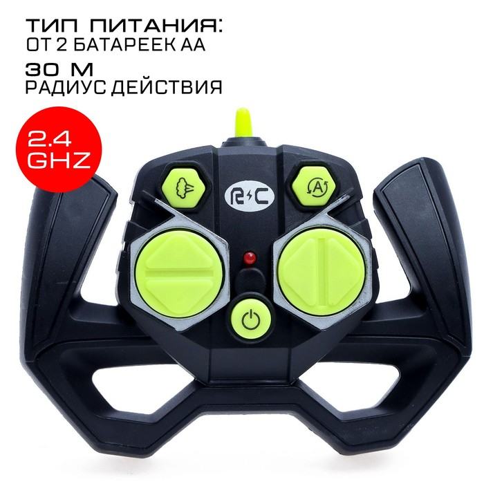 Машина радиоуправляемая «Хот-род», эффект дыма, свет и звук, работает от аккумулятора, цвет зелёный Машина радиоуправляемая «Хот-род», эффект дыма, свет и звук, работает от аккумулятора, цвет зелёный