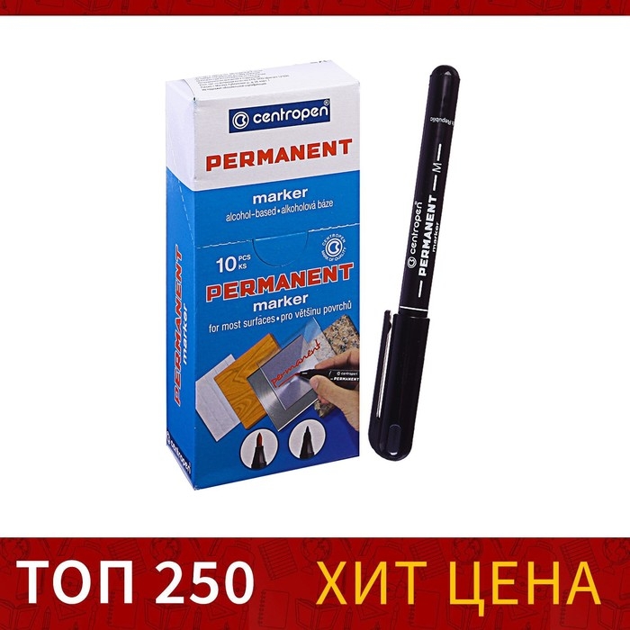 Маркер перманентный 2.0 мм Centropen 2846, линия 1 мм, цвет чёрный Маркер перманентный 2.0 мм Centropen 2846, линия 1 мм, цвет чёрный