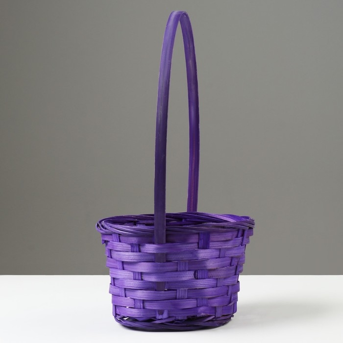 Корзина плетеная, D17 х 9 х 30 см, фиолетовая, бамбук Корзина плетеная, D17 х 9 х 30 см, фиолетовая, бамбук