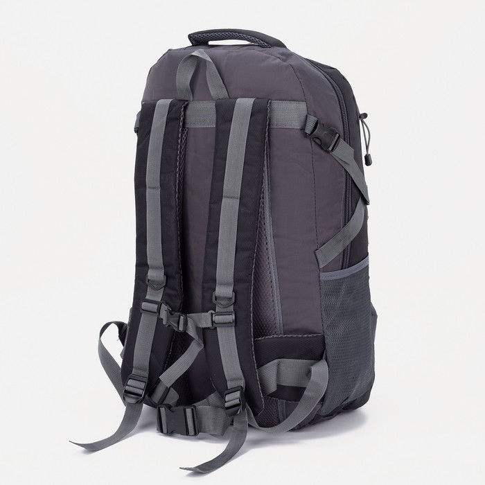 Рюкзак туристический на молнии с расширением, 2 отдела, 4 кармана, цвет чёрный Рюкзак туристический на молнии с расширением, 2 отдела, 4 кармана, цвет чёрный