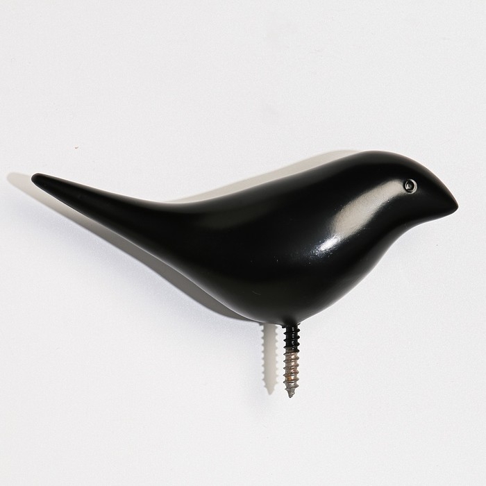 Декор настенный-вешалка Декор настенный-вешалка "Птичка" 13 x 4 см, чёрный