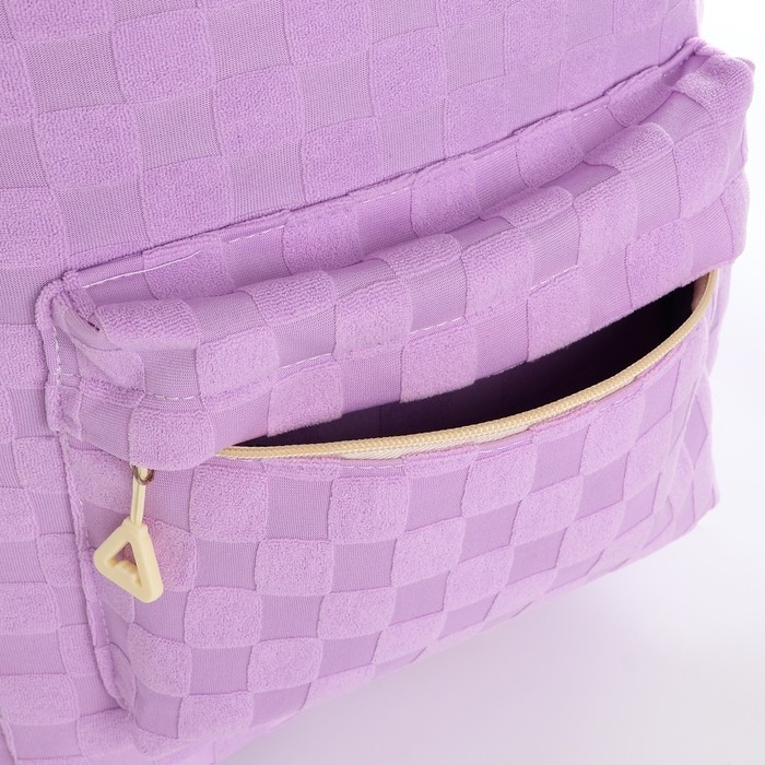 Рюкзак школьный, набор 2 в 1,+ пенал в клетку, 40х28х13 см, цвет сиреневый