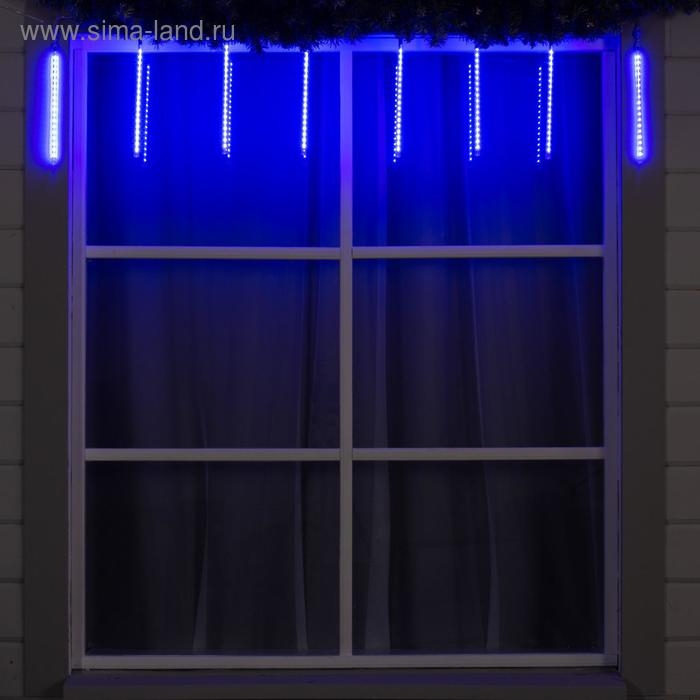 Гирлянда «Сосульки» 2.5 × 0.3 м, IP65, прозрачная нить, 192 LED, свечение синее с эффектом стекания, 12 В