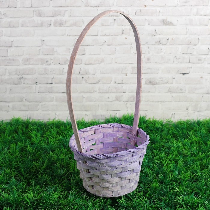 Корзина плетеная бамбук, D13xH9,5/28см светло-фиолетовая Корзина плетеная бамбук, D13xH9,5/28см светло-фиолетовая