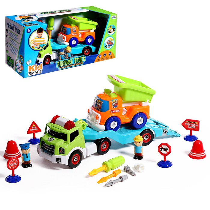 Конструктор винтовой «Эвакуатор с машинкой», с отвёрткой и насадкой + знаки Конструктор винтовой «Эвакуатор с машинкой», с отвёрткой и насадкой + знаки