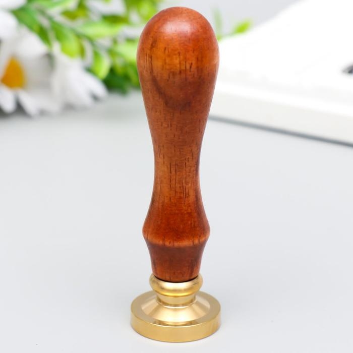 Печать для сургуча с деревянной ручкой Печать для сургуча с деревянной ручкой "Геральдическая лилия с цветами" 9х2,5х2,5 см