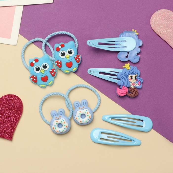 Набор для волос Набор для волос "Ванилька" (4 резинки, 4 невидимки) принцессы, голубой