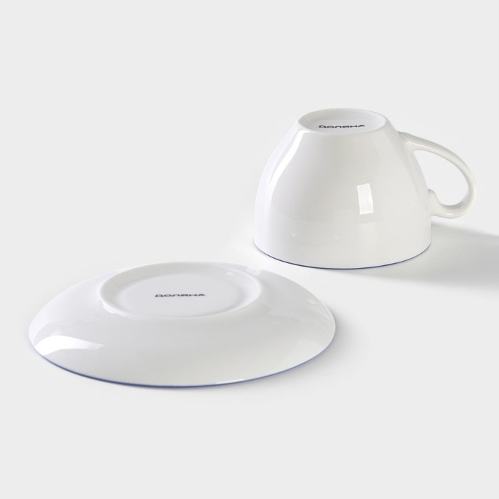 Чайная пара фарфоровая Доляна «Емеля», 2 предмета: чашка 250 мл, блюдце d=15 см, цвет белый Чайная пара фарфоровая Доляна «Емеля», 2 предмета: чашка 250 мл, блюдце d=15 см, цвет белый