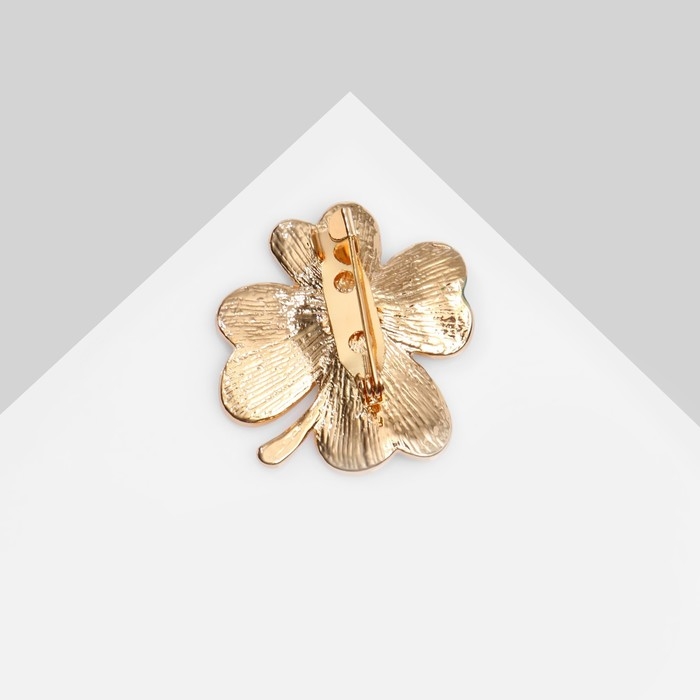 Брошь «Клевер», цвет бело-зелёный в золоте Брошь «Клевер», цвет бело-зелёный в золоте