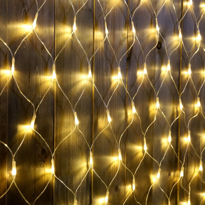 Гирлянда «Сеть» 2 × 1.5 м, IP44, УМС, прозрачная нить, 192 LED, свечение тёплое белое, 220 В