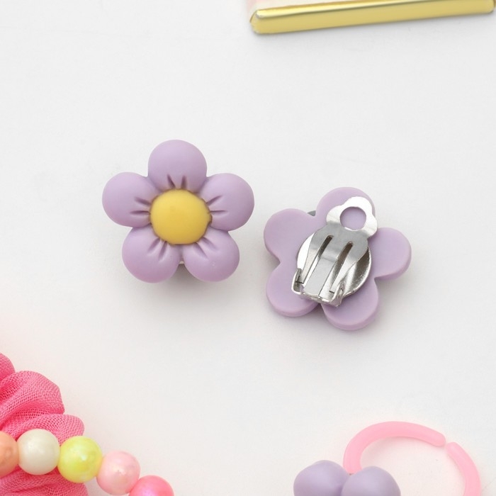 Комплект детский «Выбражулька» 4 предмета: резинка, клипсы, браслет, кольцо, лютики, цветной Комплект детский «Выбражулька» 4 предмета: резинка, клипсы, браслет, кольцо, лютики, цветной