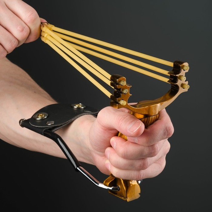 Рогатка спортивная с упором, металлическая, коричневая Рогатка спортивная с упором, металлическая, коричневая