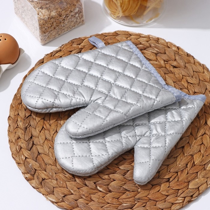 Набор прихваток «Профи», 2 шт, 23×17 см, цвет серый Набор прихваток «Профи», 2 шт, 23×17 см, цвет серый