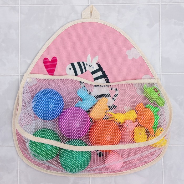Сетка для хранения игрушек в ванной с петелькой «Зебра» Сетка для хранения игрушек в ванной с петелькой «Зебра»