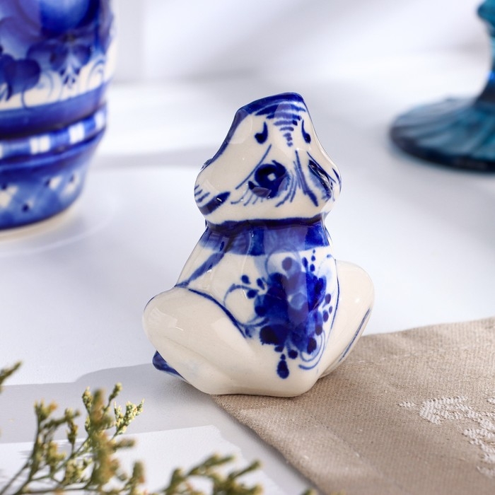 Подставка для зубочисток  Подставка для зубочисток "Лягушка", гжель, фарфор, h=7,5см