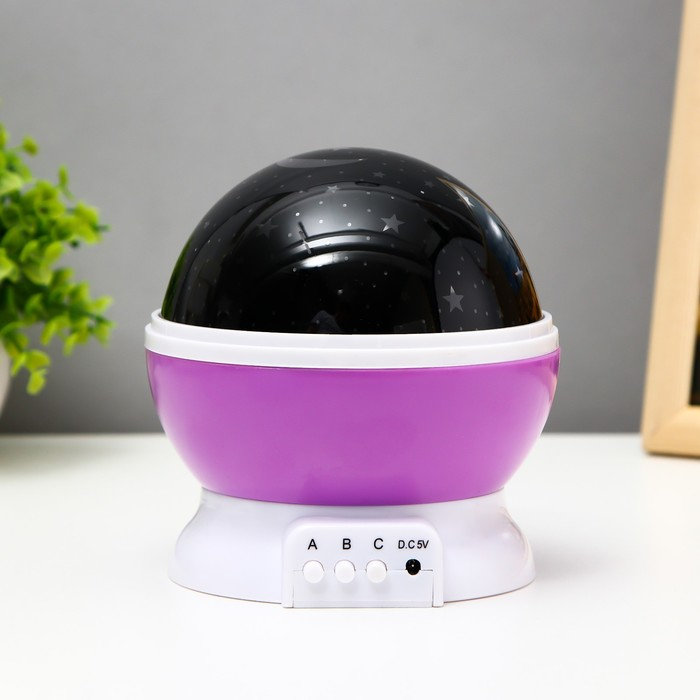 Ночник-проектор  Ночник-проектор "Звёздное небо", вращение, (4ААА или USB)  фиолет. 12*10 см RISALUX