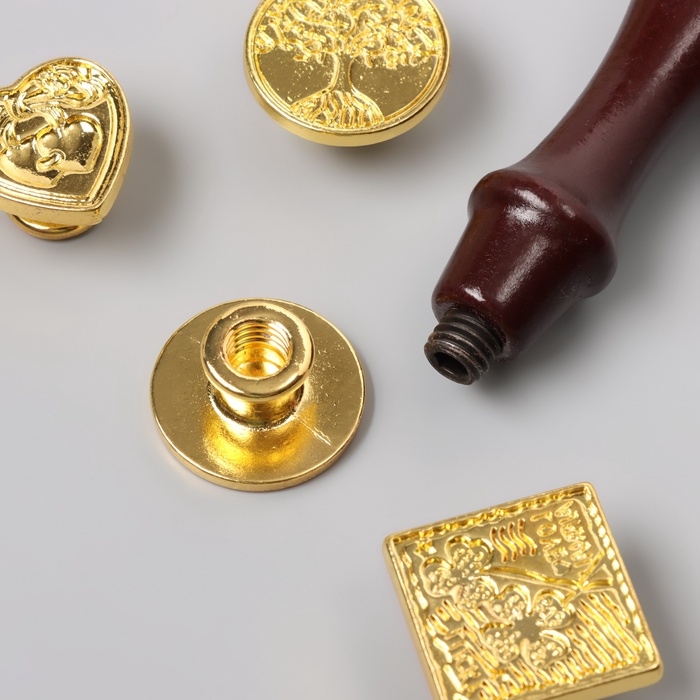 Набор печатей для сургуча с деревянной ручкой "Классика и растения"