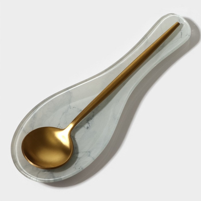 Подставка стеклянная под ложку Доляна «Марбл белый», 23,5×8,3×1,5 см Подставка стеклянная под ложку Доляна «Марбл белый», 23,5×8,3×1,5 см