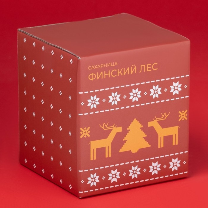 Сахарница новогодняя Доляна «Финский лес», 350 мл, керамика, цвет белый Сахарница новогодняя Доляна «Финский лес», 350 мл, керамика, цвет белый