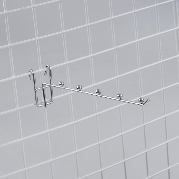Крючок на сетку одинарный, 5 фиксаторов, d=3,5 мм, L=25 см, цвет хром Крючок на сетку одинарный, 5 фиксаторов, d=3,5 мм, L=25 см, цвет хром