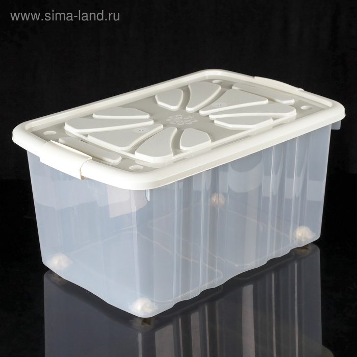 Ящик для хранения хозяйственный с крышкой, на колёсиках, 60×40×30 см, цвет МИКС Ящик для хранения хозяйственный с крышкой, на колёсиках, 60×40×30 см, цвет МИКС