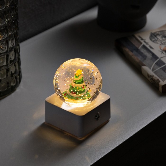 Светодиодная фигура «Шар с ёлкой» 10 × 14.3 × 10 см, пластик, USB, свечение тёплое белое Светодиодная фигура «Шар с ёлкой» 10 × 14.3 × 10 см, пластик, USB, свечение тёплое белое