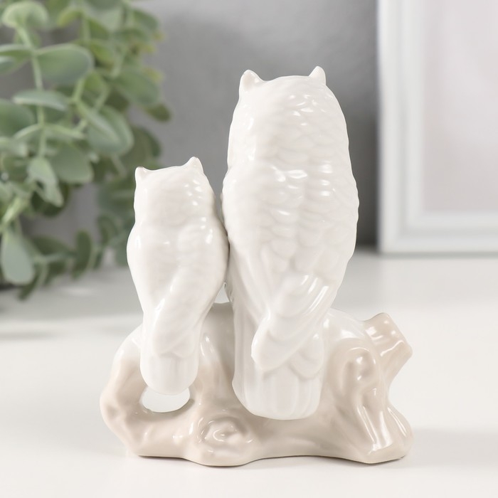 Сувенир керамика Сувенир керамика "Два белых филина на заснеженной ветке" с золотом, стразы 5х10,5х11 см