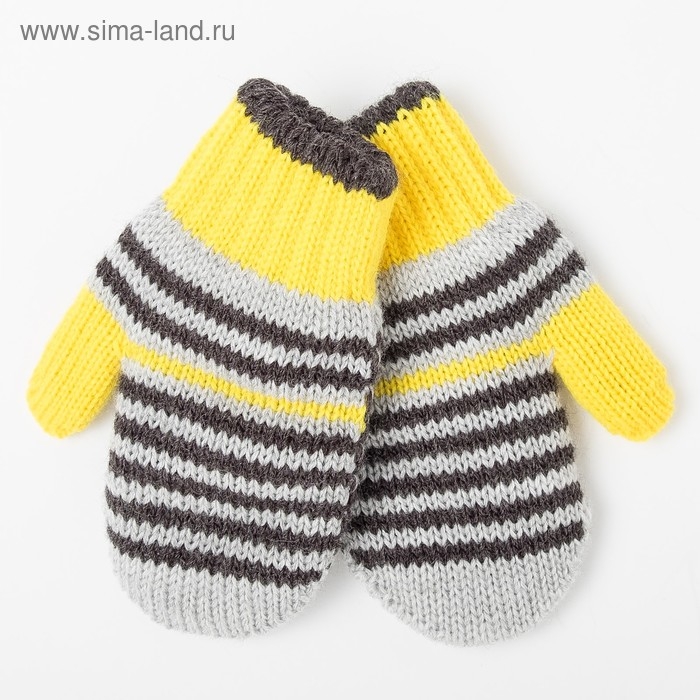 Варежки детские двойные, цвет жёлтый, размер 12 Варежки детские двойные, цвет жёлтый, размер 12