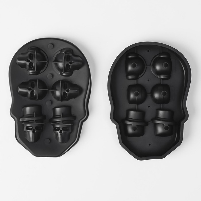 Форма для льда Доляна «Черепа», силикон, 6 ячеек, 18×12×3,5 см, цвет чёрный Форма для льда Доляна «Черепа», силикон, 6 ячеек, 18×12×3,5 см, цвет чёрный