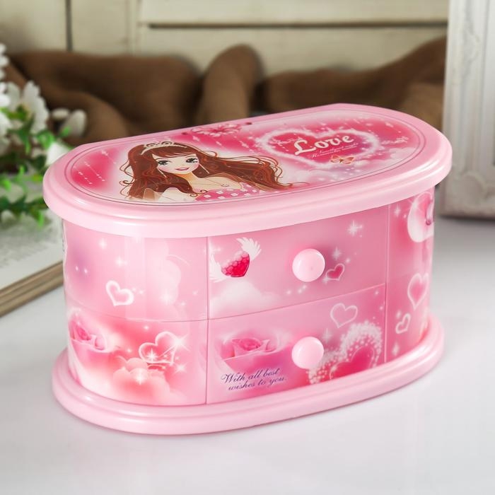 Шкатулка музыкальная с выдвижными ящиками Шкатулка музыкальная с выдвижными ящиками "Девичья" 20х10х10,5 см