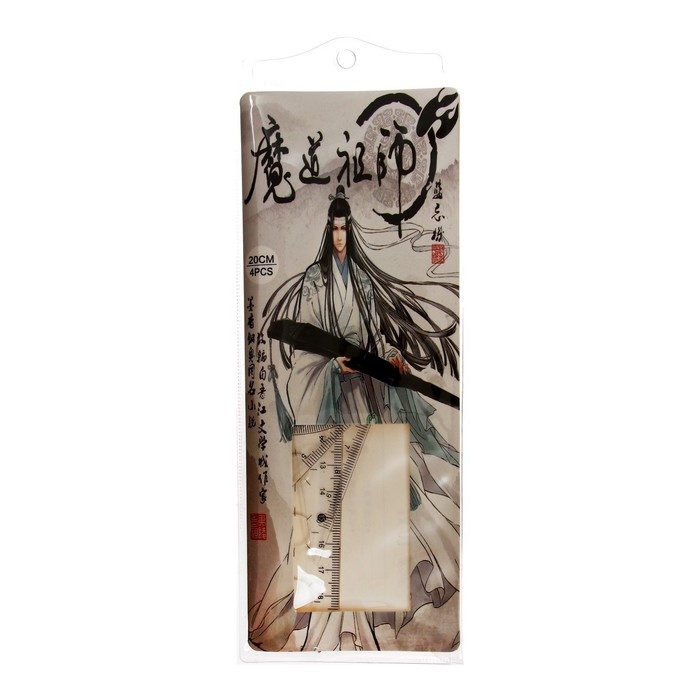 Набор геометрический Набор геометрический "Аниме", (линейка, транспортир, 2 угольника) в пенале, МИКС