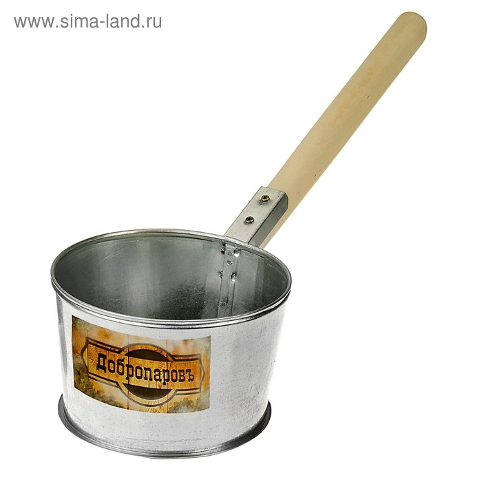 Ковш для бани из оцинкованной стали, 1.2л, 45 см, с деревянной ручкой, Ковш для бани из оцинкованной стали, 1.2л, 45 см, с деревянной ручкой, "Добропаровъ"