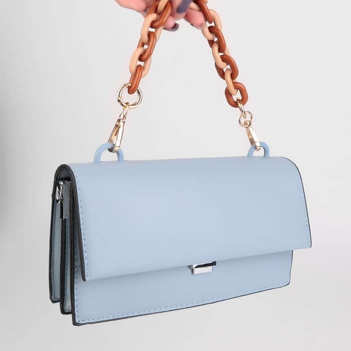 Цепочка для сумки, пластиковая, с карабинами, 24 × 18 мм, 30 см, цвет коричневый/бежевый/золотой