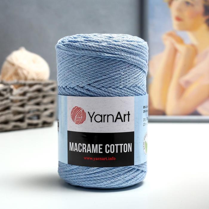 Пряжа  Пряжа "Macrame Cotton" 20% полиэстер, 80% хлопок 225м/250гр (760 голубой)