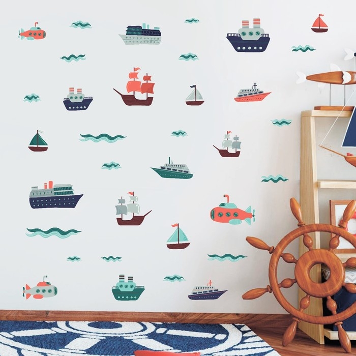 Наклейка интерьерная цветная Наклейка интерьерная цветная "Морской транспорт" 30х60 см