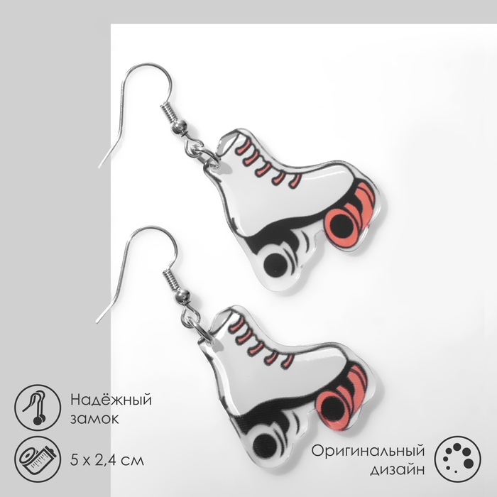 Серьги «Ролики», цвет чёрно-белый в серебре Серьги «Ролики», цвет чёрно-белый в серебре