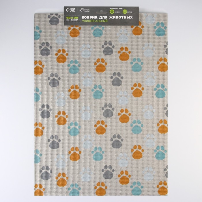 Коврик под миску «Лапки светлые», 52х38х0,3см Коврик под миску «Лапки светлые», 52х38х0,3см