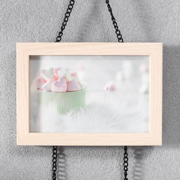 Фоторамка двойная МДФ подвесная на цепочке  Фоторамка двойная МДФ подвесная на цепочке "FAMILY" 10х15 см