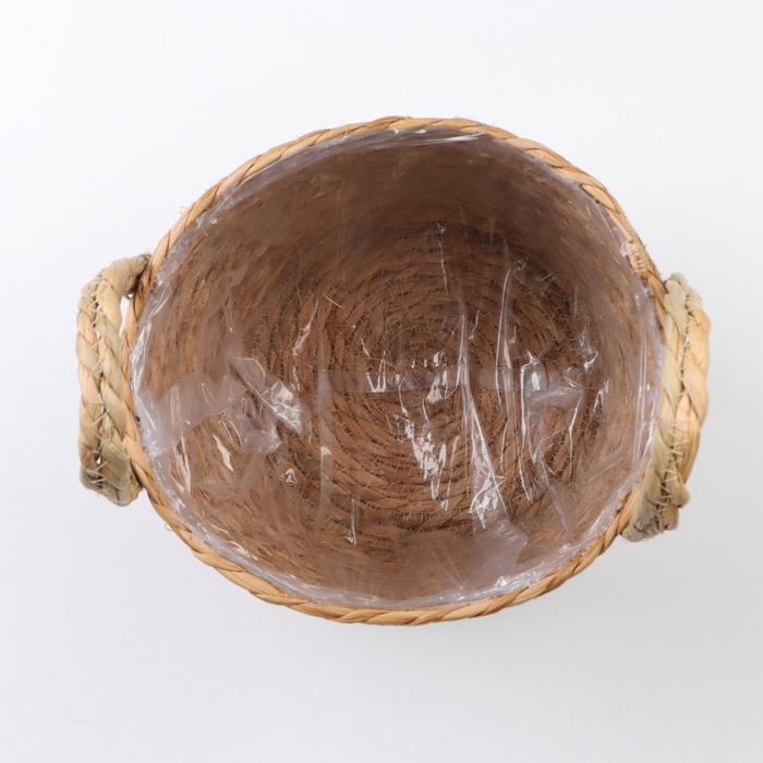 Кашпо плетеное  Кашпо плетеное "Кения" цилиндр с ручками, 21,5х21,5х18,8 см, натуральный