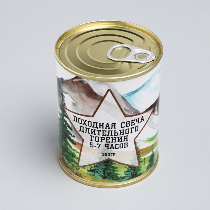Свеча в жестяной банке походная  Свеча в жестяной банке походная "Звезда", 7,5х9,5 см, тип№1