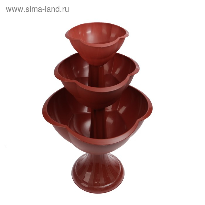 Клумба пластиковая, 3 яруса, d = 27–40–55 см, h = 90 см, коричневая, «Водопад» Клумба пластиковая, 3 яруса, d = 27–40–55 см, h = 90 см, коричневая, «Водопад»